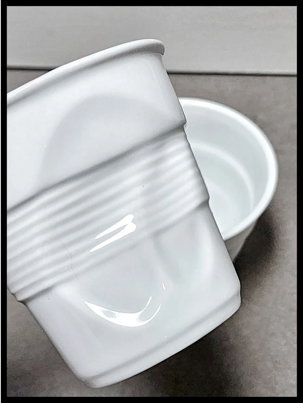 Revol France Crumpled Tumbler Porcelain Solo Style Cappuccino Cups White 2 Set